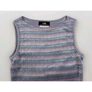 I.N. San Francisco Tank Top Womens L Purple Zig Zag Stripe Y2K Retro